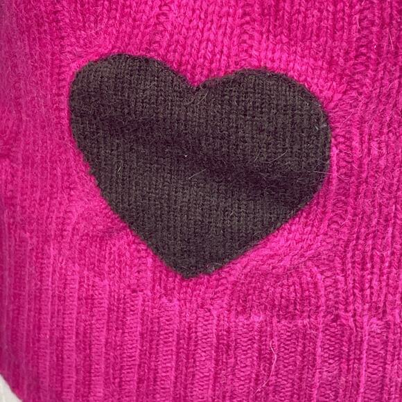 Vtg Juicy Couture Womens L Cashmere Hot Pink Cable Knit Sweater Brown Stripe Slv - Picture 4 of 8